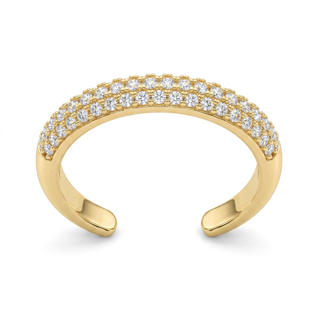 ANEL APARADOR MICRO ZIRCONIA 3 FILEIRAS DOURADO REGULAVEL