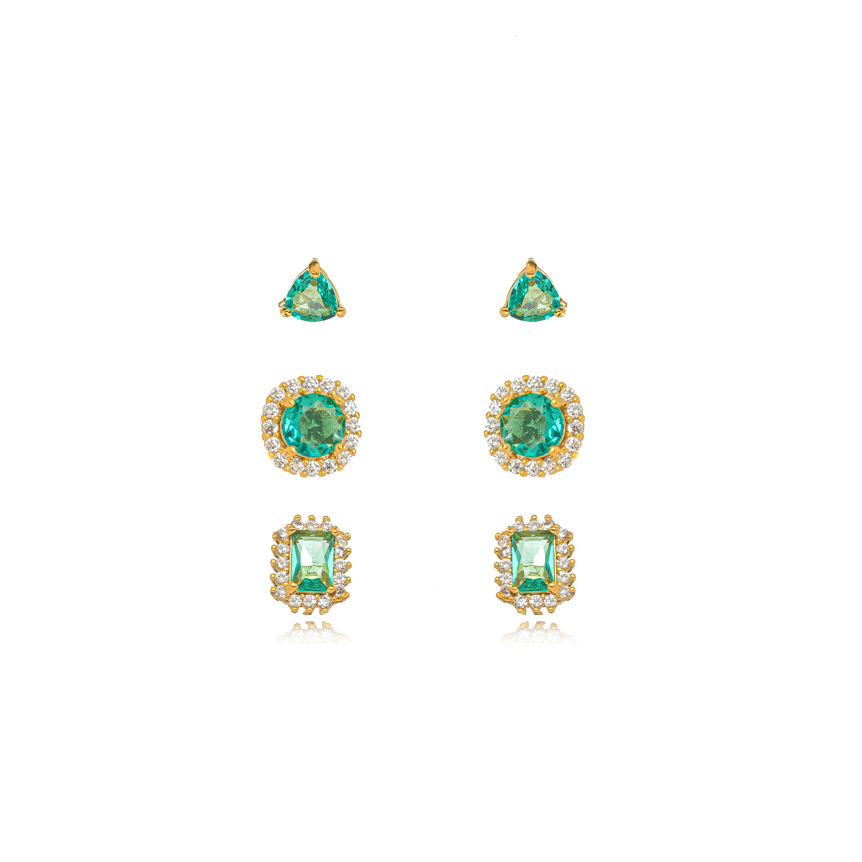 BRINCO TRIO CRAVEJADO DOURADO TURMALINA
