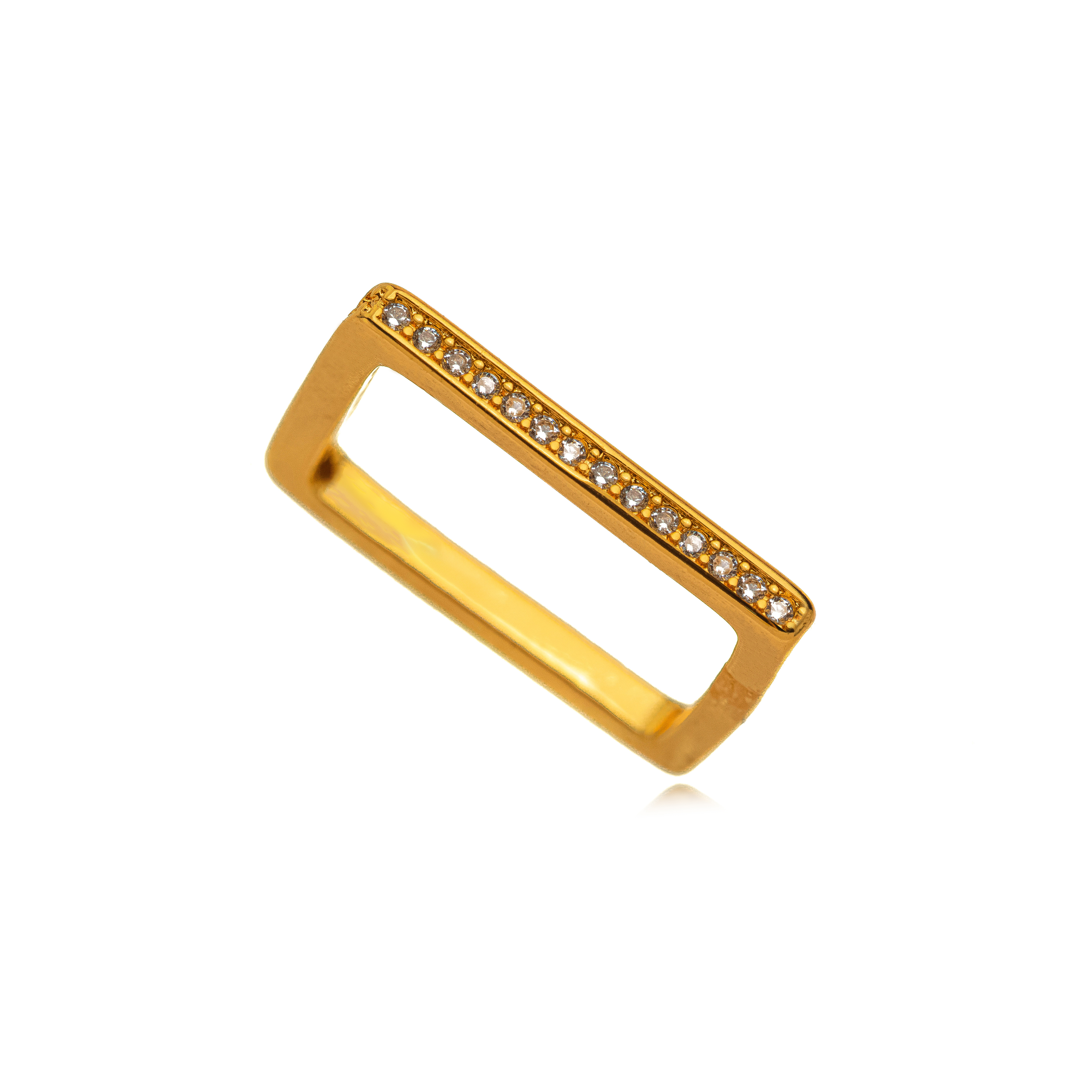 ANEL QUADRADO MICRO ZIRCONIA DOURADO 21