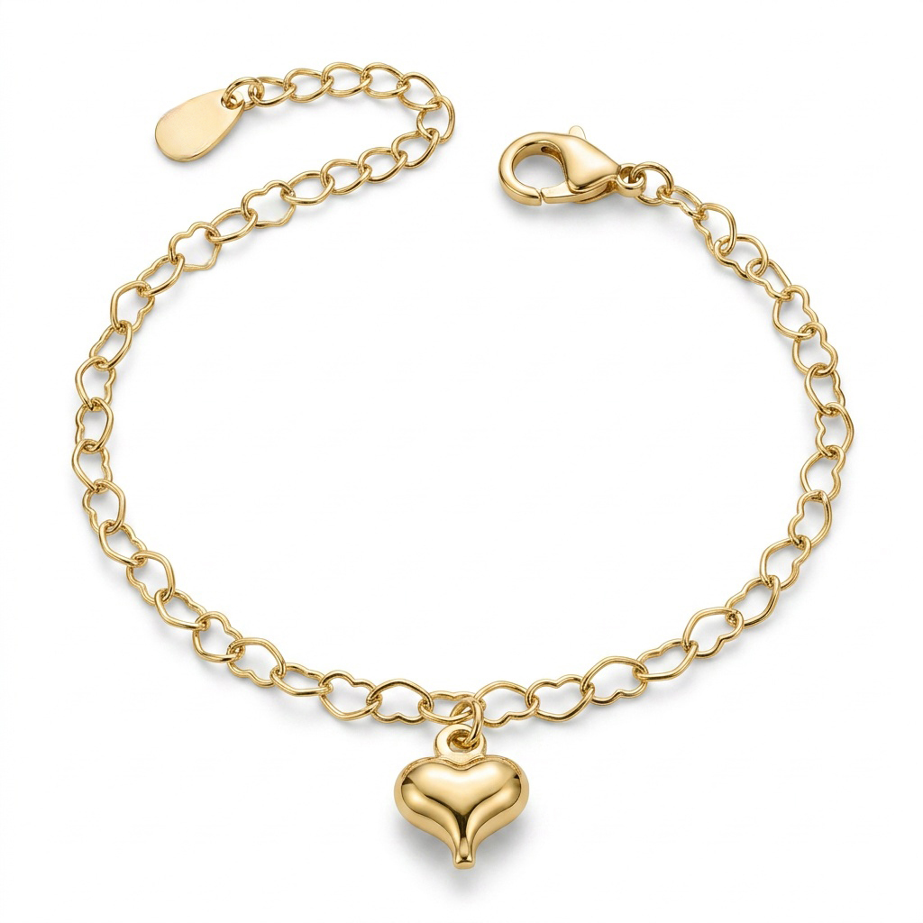 PULSEIRA INFANTIL CORACAO LISA DOURADO