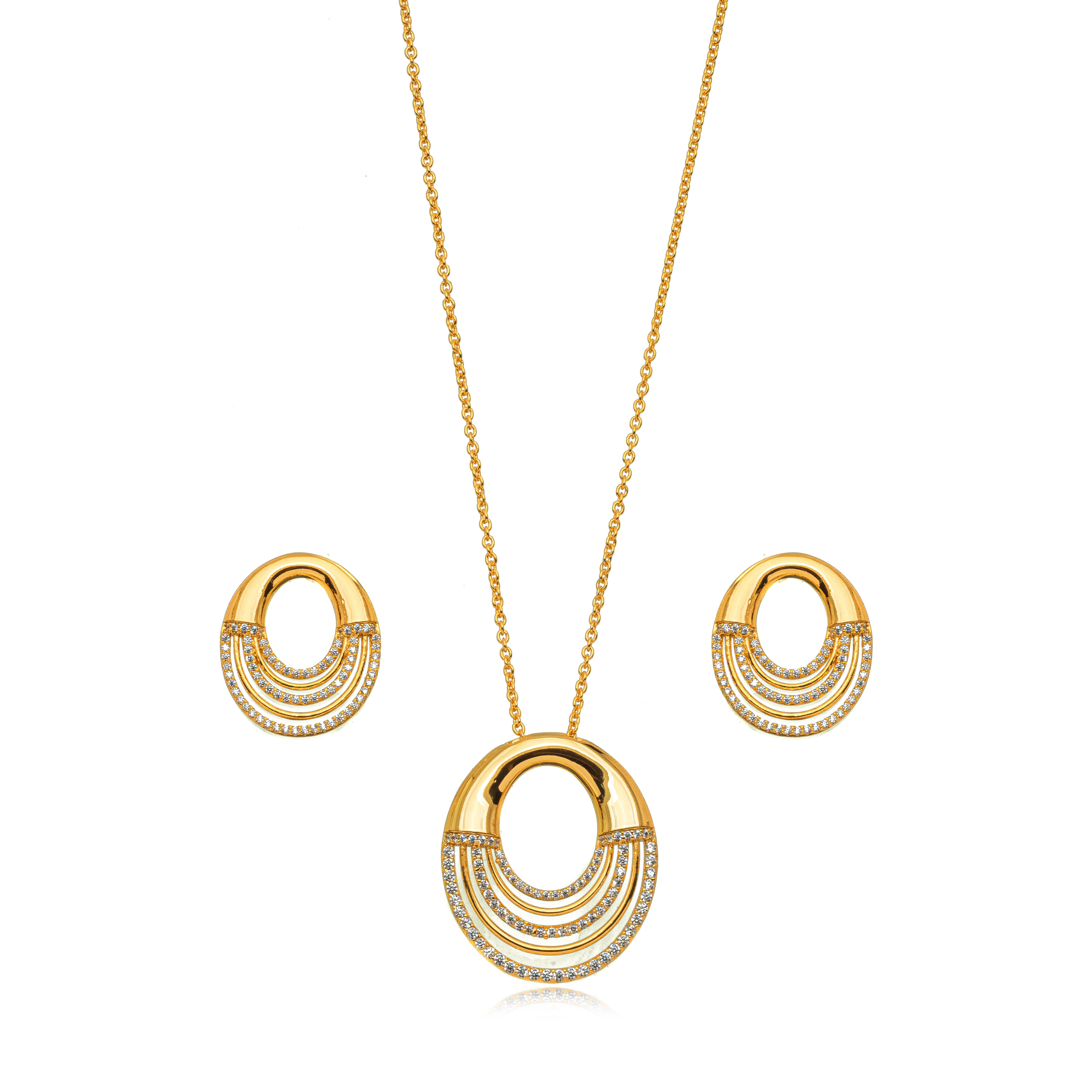 CONJUNTO VAZADO MICRO ZIRCONIA TP DOURADO