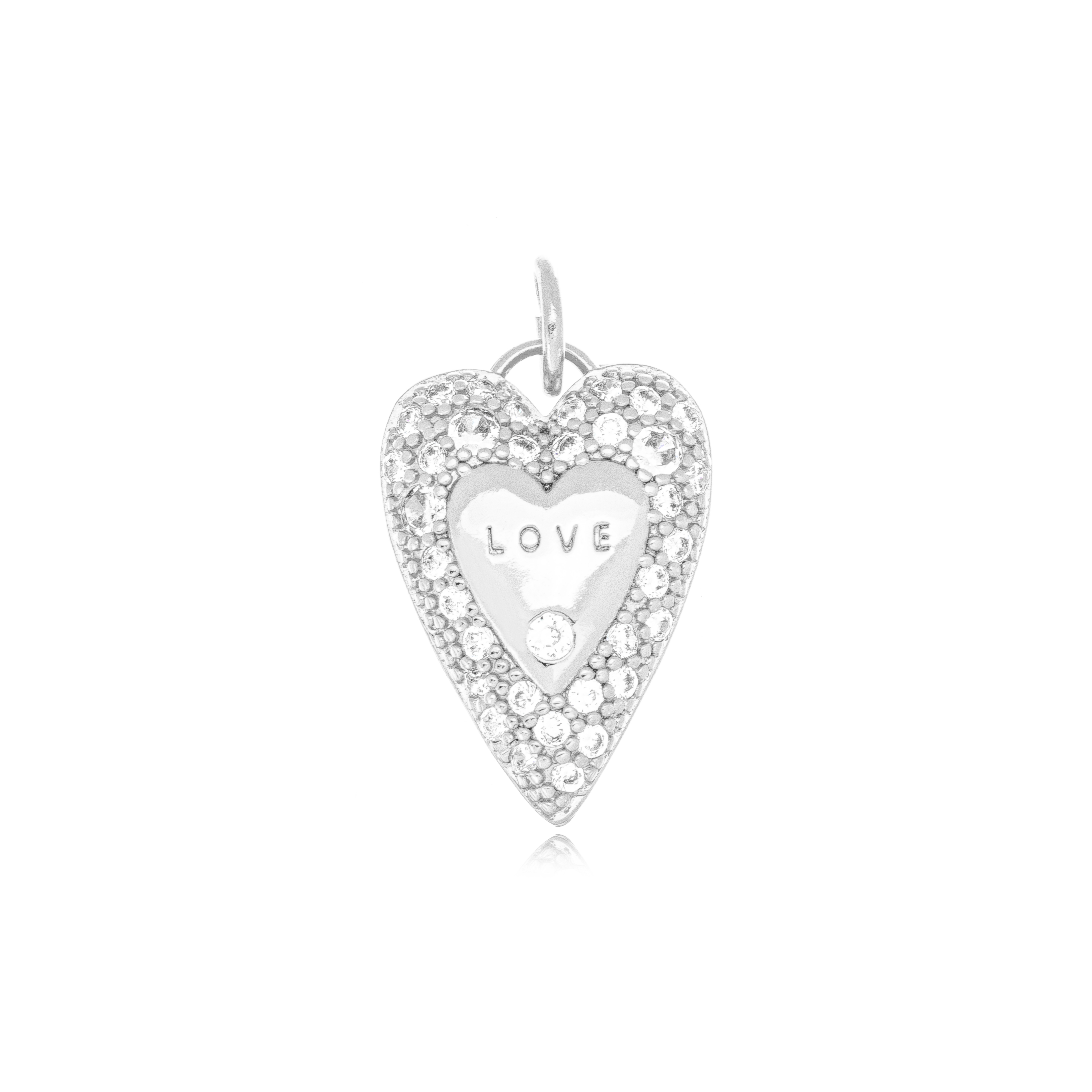 PINGENTE CORACAO LOVE MICRO ZIRCONIA ROD