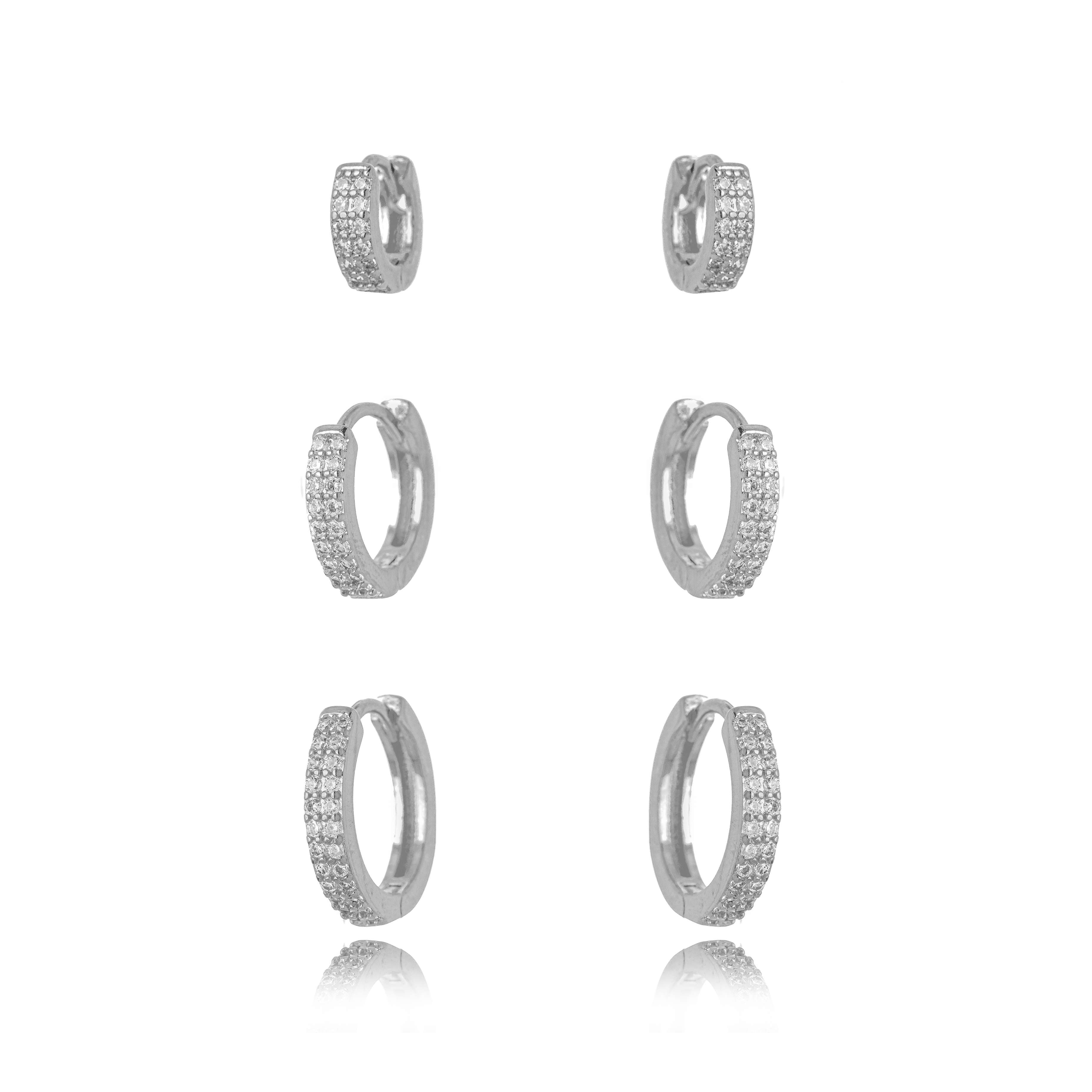 BRINCO TRIO ARGOLA MICRO ZIRCONIA BRANCO