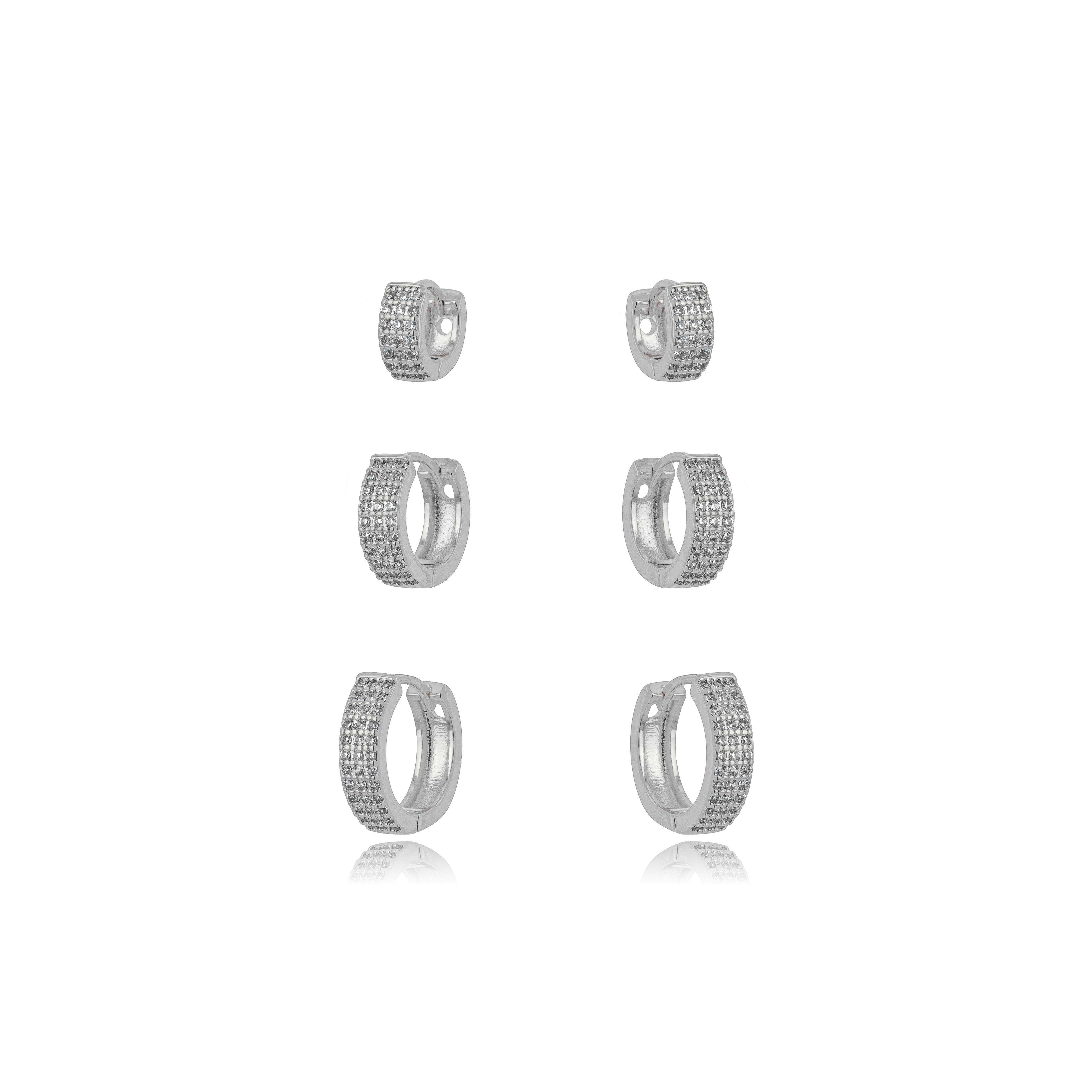 BRINCO TRIO ARGOLA MICRO ZIRCONIA BRANCO