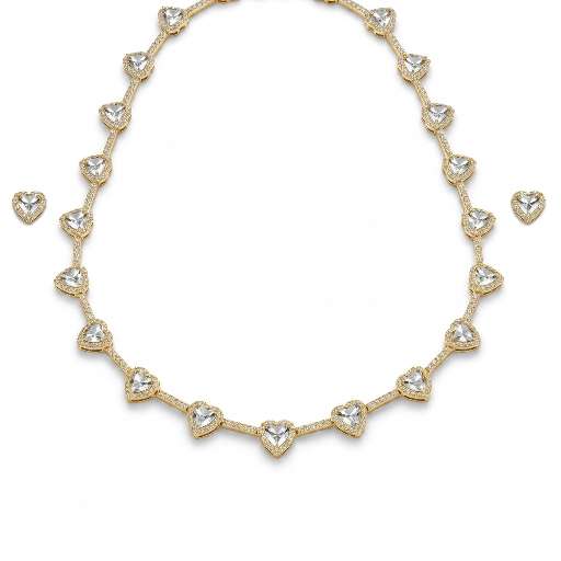 CONJUNTO CORACAO CRAVEJADO DOURADO CRISTAL